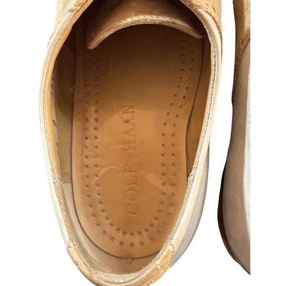 Cole Haan Mens Wingtip Oxfords 8.5D Leather Tan & Beige Lace-Up Dress Shoes - Picture 5 of 9